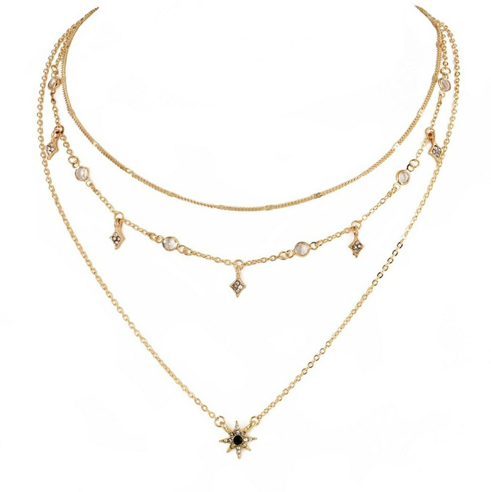 Dainty Star Charm Layered Gold Necklace - Picture 2 of 7